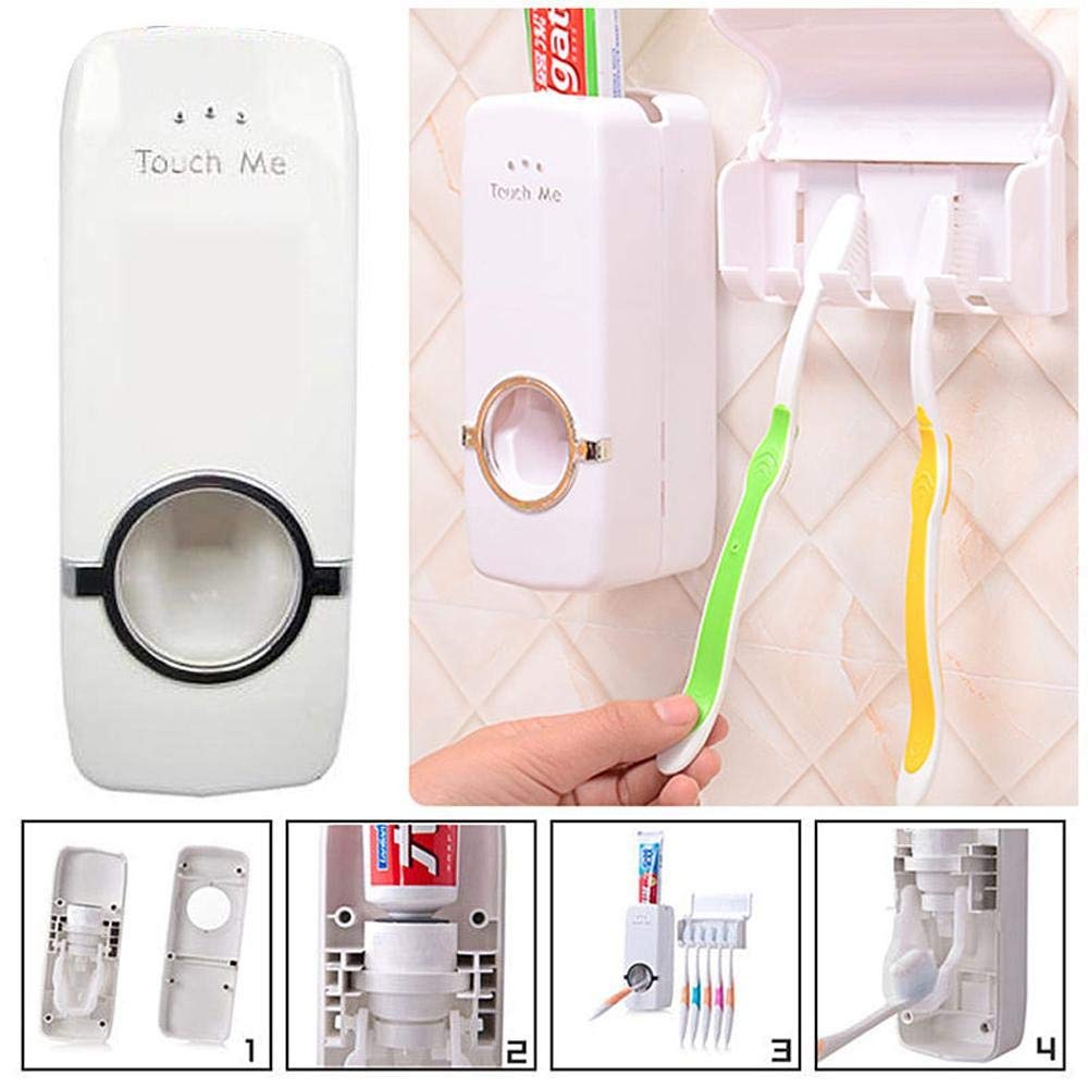 Pack of 02 Automatic Toothpaste Dispenser With Toothbrush Holde