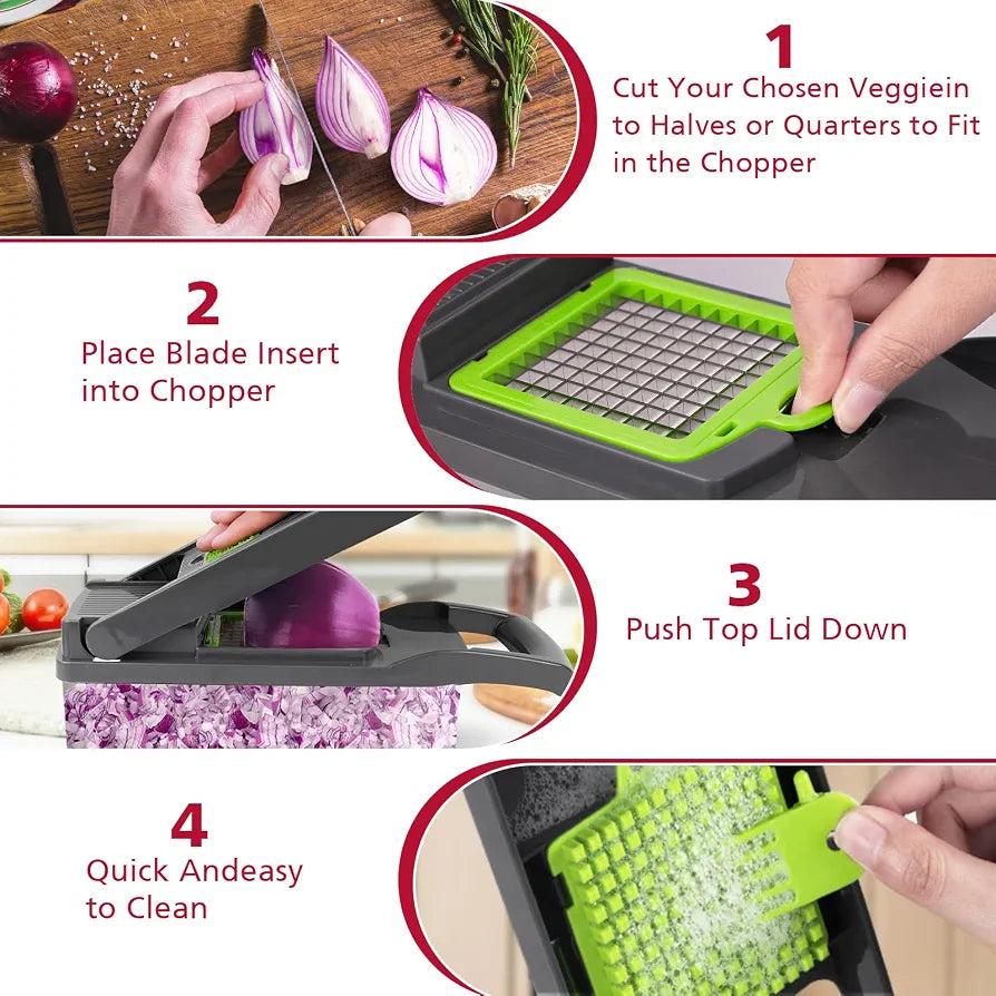 16-in-1 Multi-Functional Vegetable Chopper, Dicer & Slicer with Storage Container