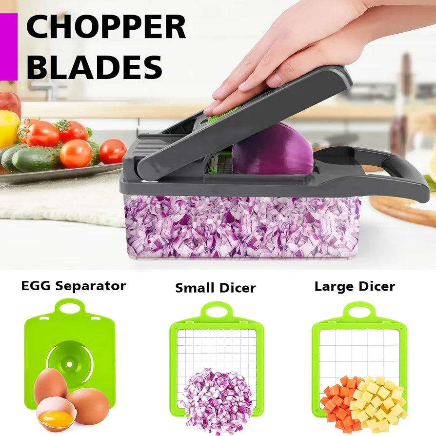16-in-1 Multi-Functional Vegetable Chopper, Dicer & Slicer with Storage Container