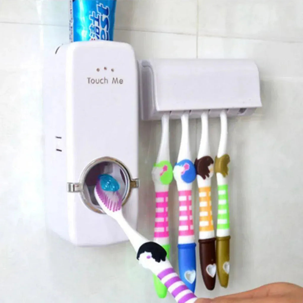 Pack of 02 Automatic Toothpaste Dispenser With Toothbrush Holde