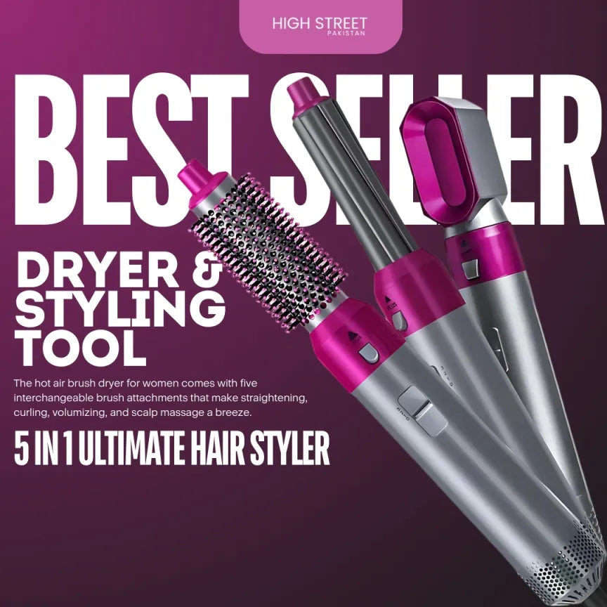 High Quality 5 In 1 Hair Styler Hot Air Brush Volumizer Straightener Curler