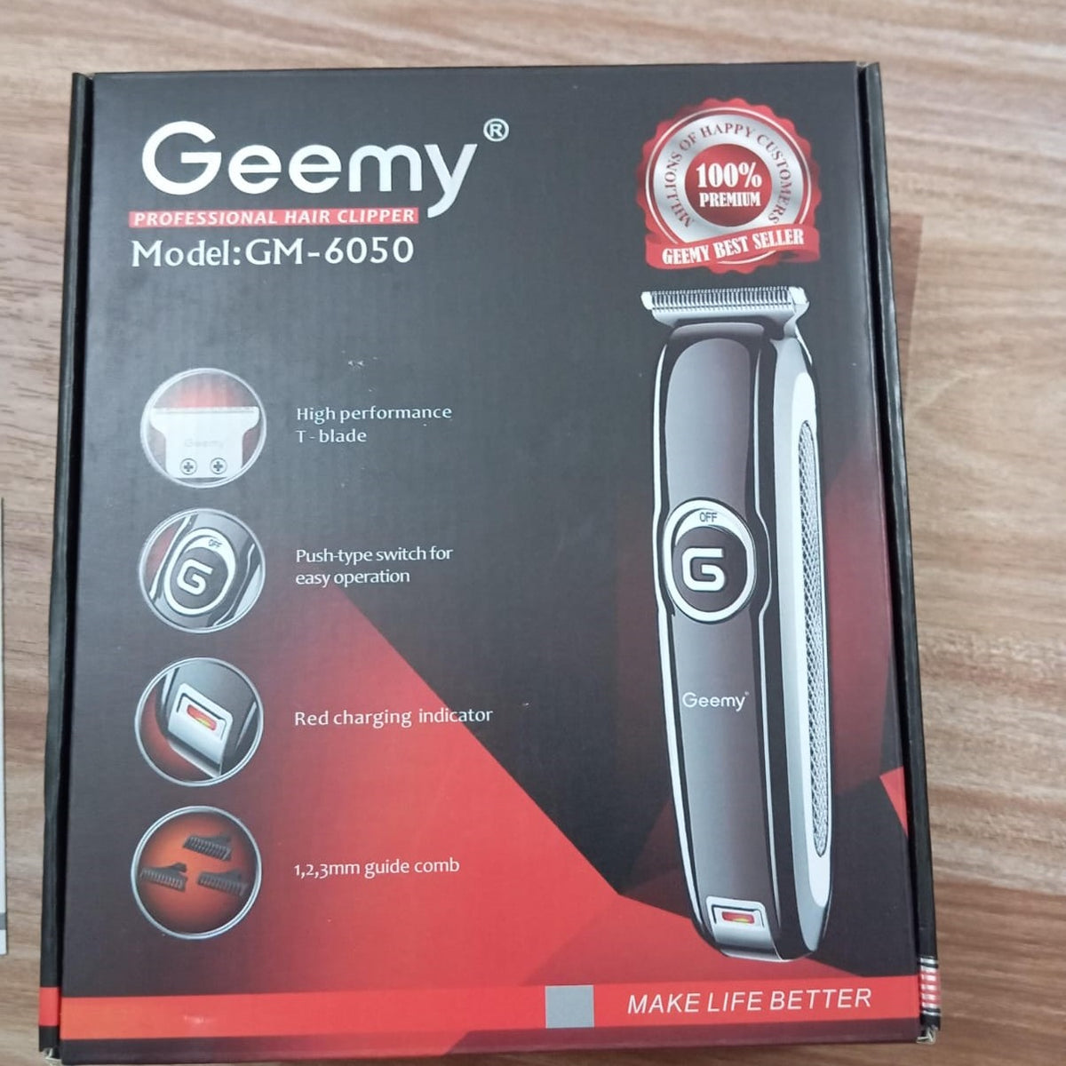 Geemy Original Professional Hair Clipper Trimmer Shaver GM-6050 With Full Accessories Kit