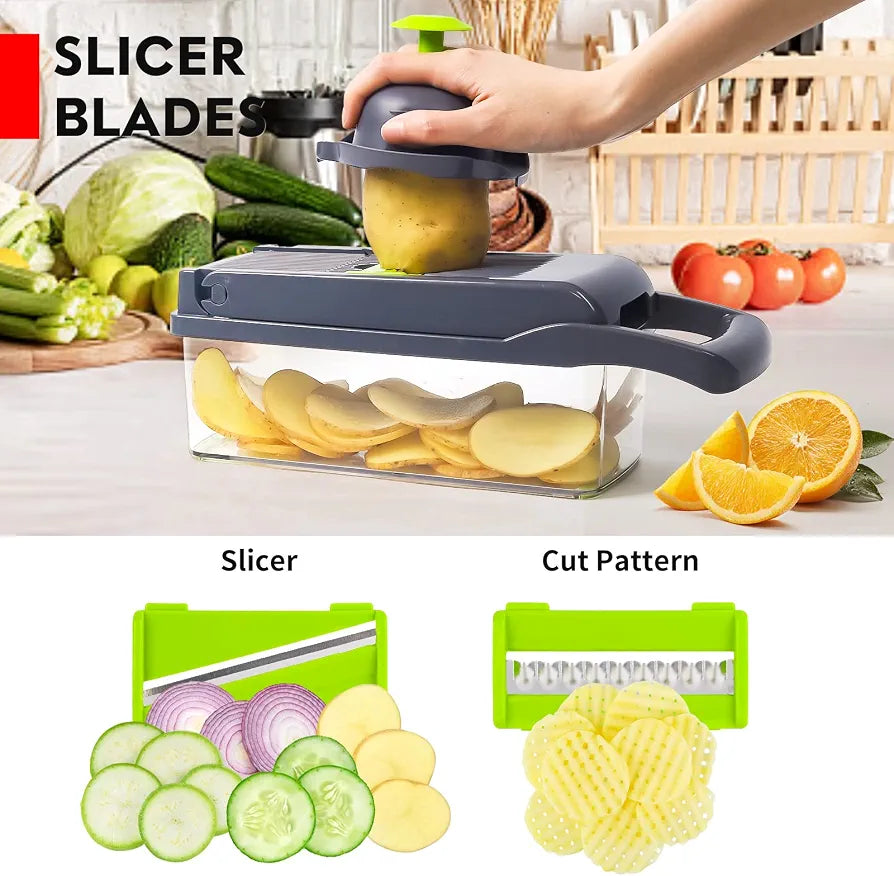 16-in-1 Multi-Functional Vegetable Chopper, Dicer & Slicer with Storage Container