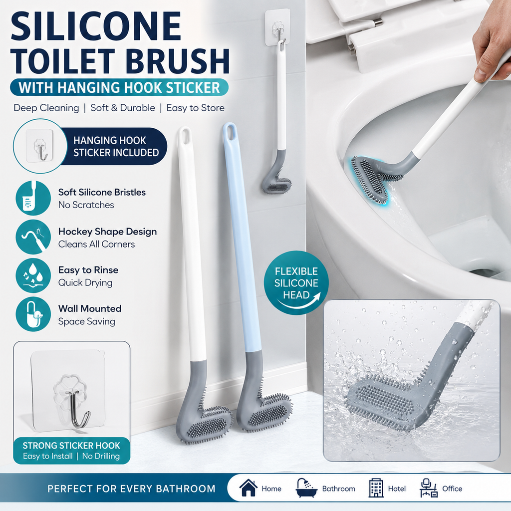 Pcs 2 -- Silicon Bathroom Cleaning Hockey Brush