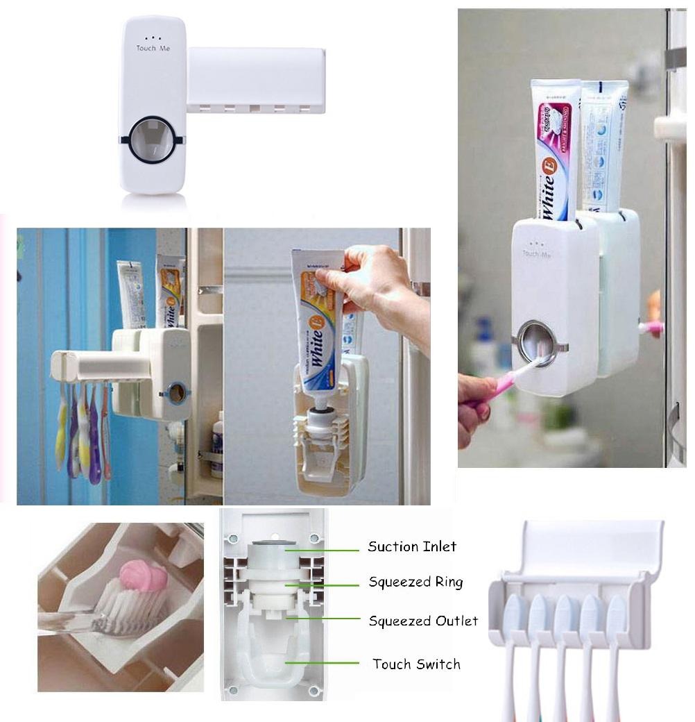 Pack of 02 Automatic Toothpaste Dispenser With Toothbrush Holde