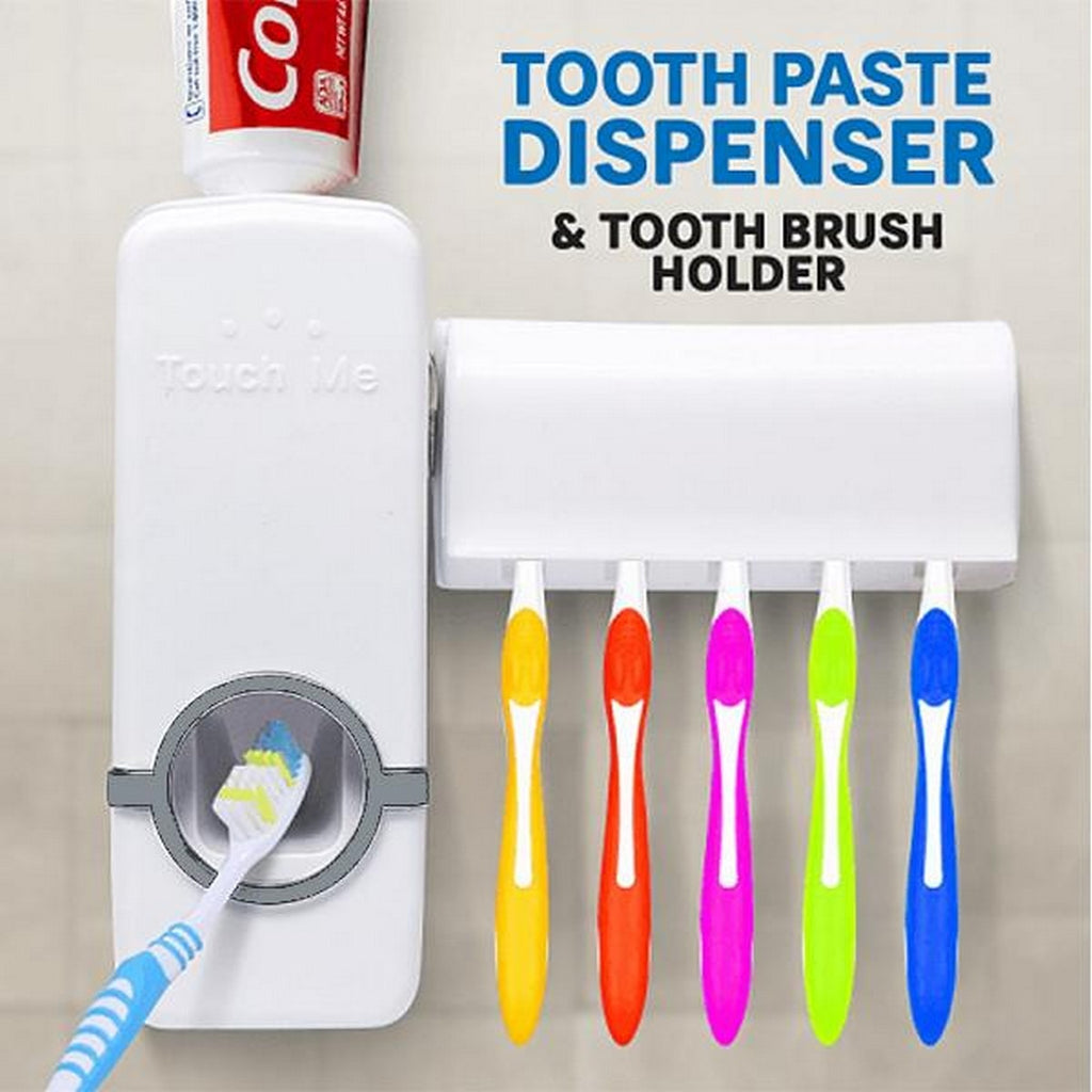Pack of 02 Automatic Toothpaste Dispenser With Toothbrush Holde