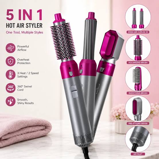 High Quality 5 In 1 Hair Styler Hot Air Brush Volumizer Straightener Curler